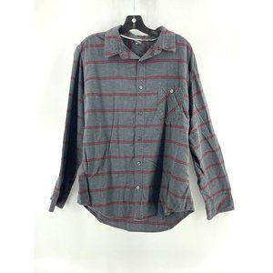 Tony Hawk Men's Button Down Shirt Long Sleeve Gray Red Stiped Size XL Skateboard